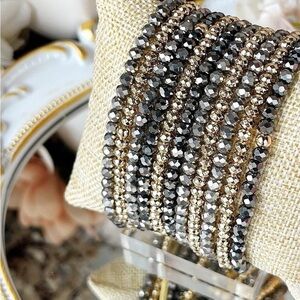 Park Lane Zoe Gold and Black Beaded Bracelet Set